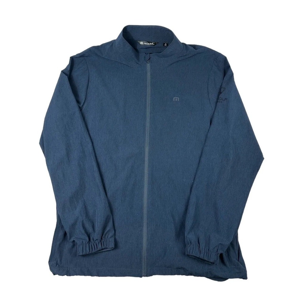 Travis Mathew Blue Heathered Full Zip Topgolf Performance Mens Jacket Size XL